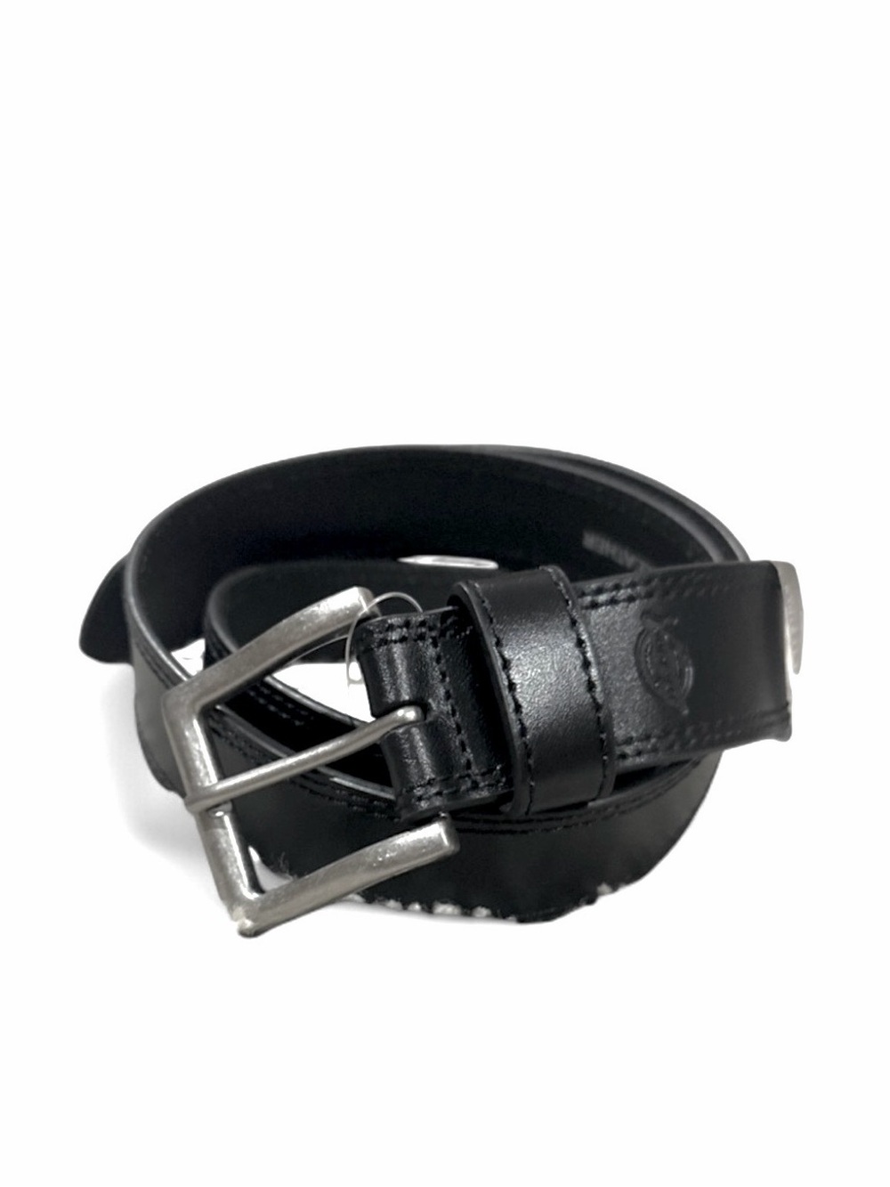 Black Leather Men’s Belt with Silver-Color Buckle Size XL (42-44) [NWT]